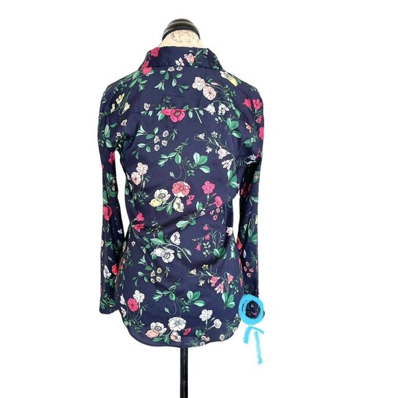 Ann Taylor Womens Blouse Top Sz XS Floral Long Sleeve Button down Collar Office - Picture 12 of 16